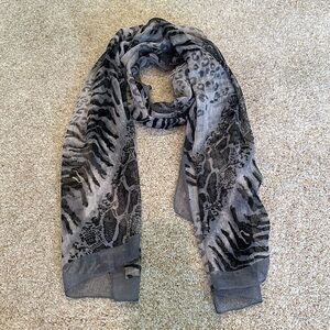 Animal print sheer scarf
